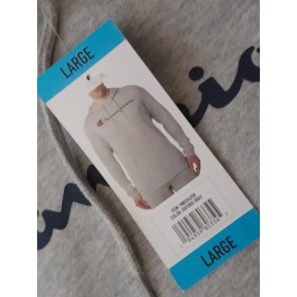New Champion Mens Hoodie Outdoor Classic Athleisure Pocket Large Gray